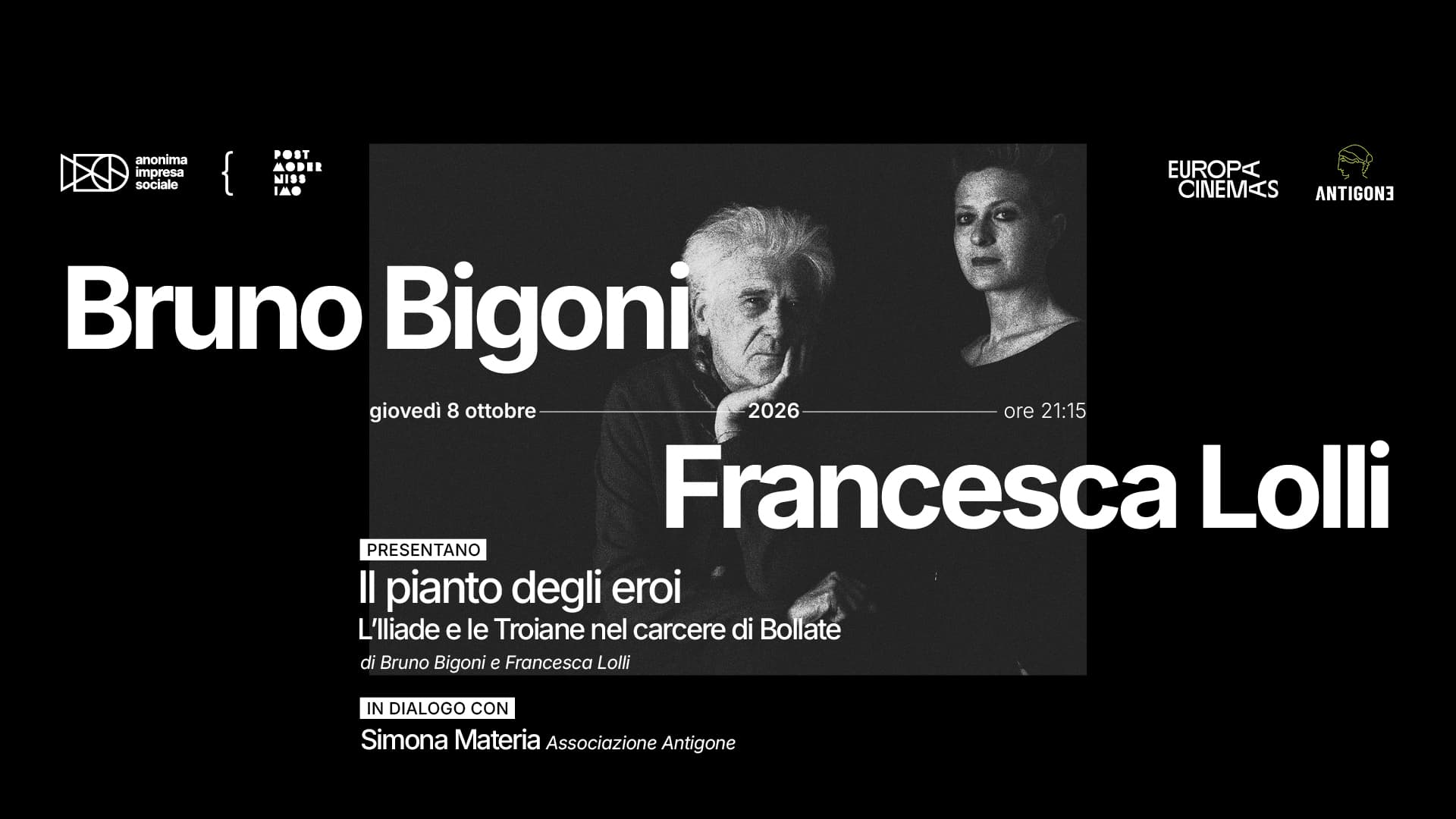 Bruno Bigoni e Francesca Lolli presentano Il pianto degli eroi